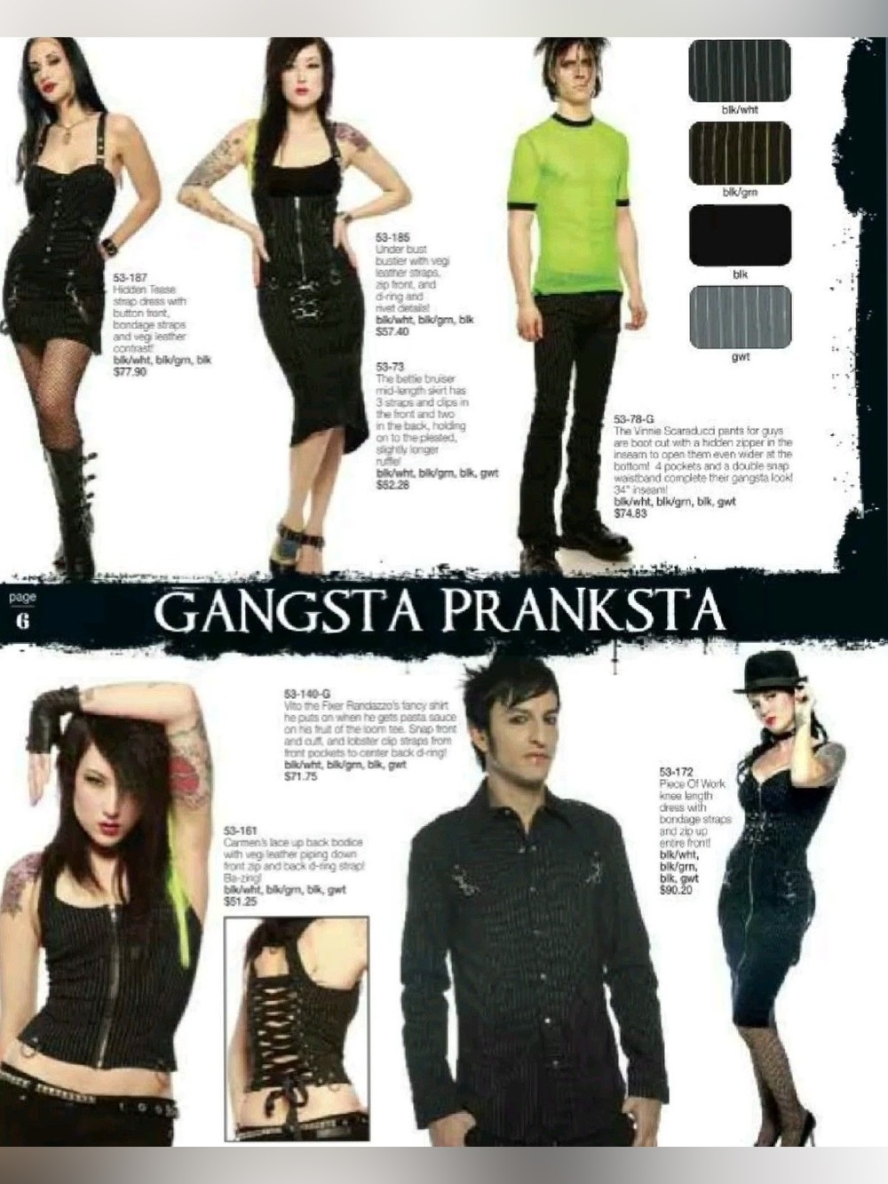 Gangster Prankster Pinstripe Zip Tank with O-Ring Corset
